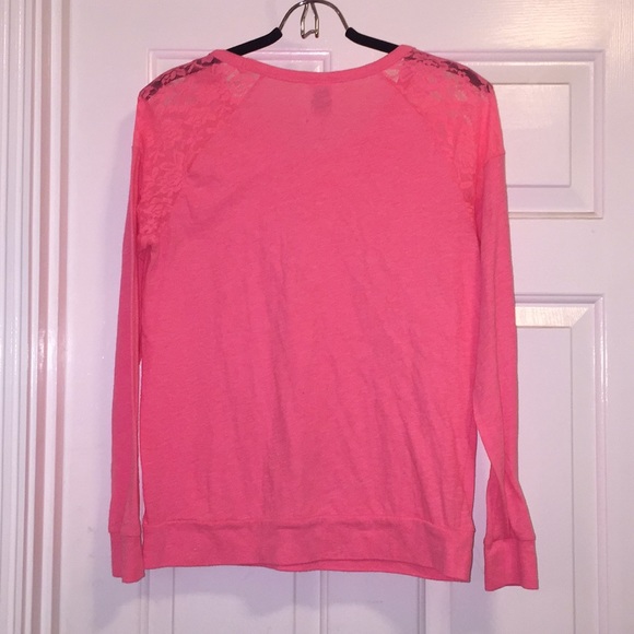 Victoria's Secret pink lace long sleeve tee - Picture 2 of 3